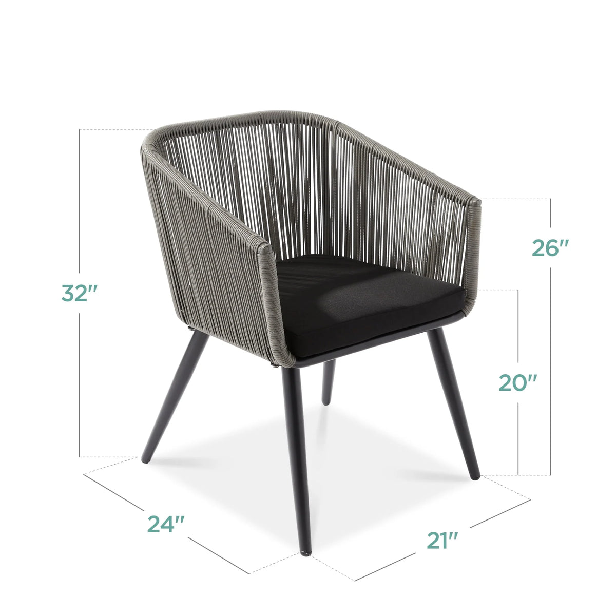 Set of 2 Woven Wicker Patio Dining Chairs 250lb Capacity E85511