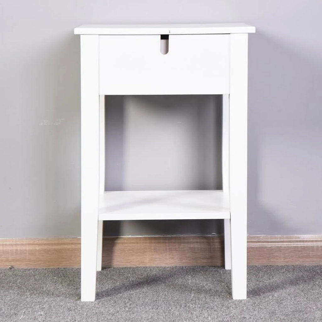 White Floor-standing Storage Table with Drawer I158835