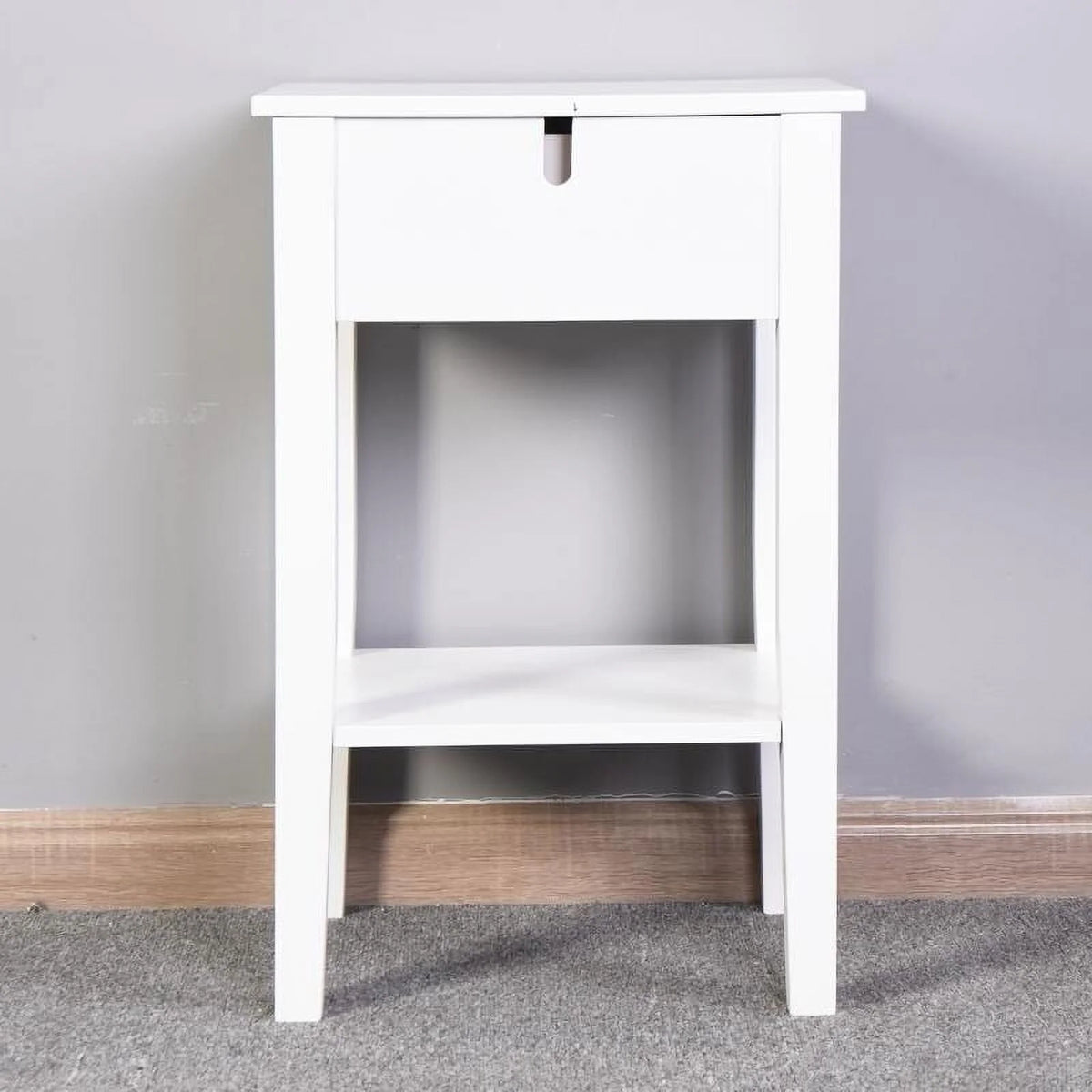 White Floor-standing Storage Table with Drawer I158835