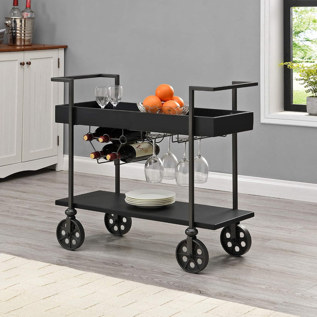Aged Black Bar Cart J81136