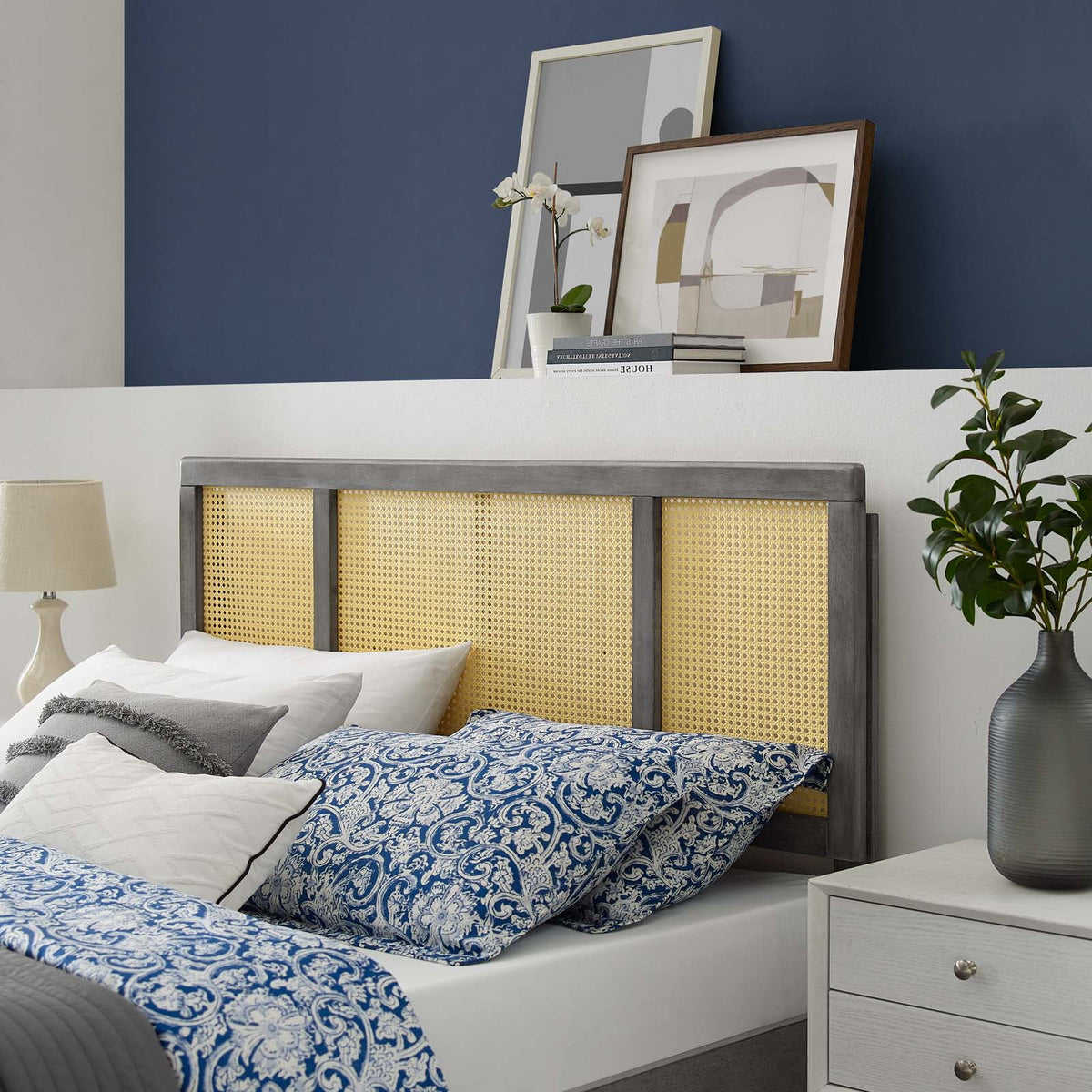 Full Size Grey Wood Headboard X122664