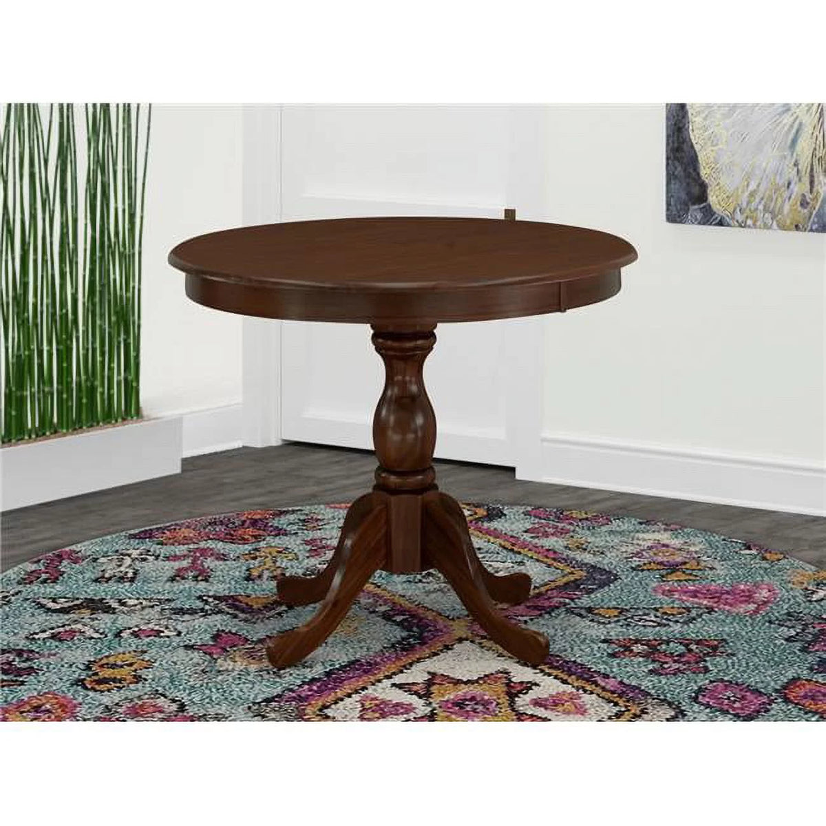 Antique Round Wood Table with Mahogany Top Y40667