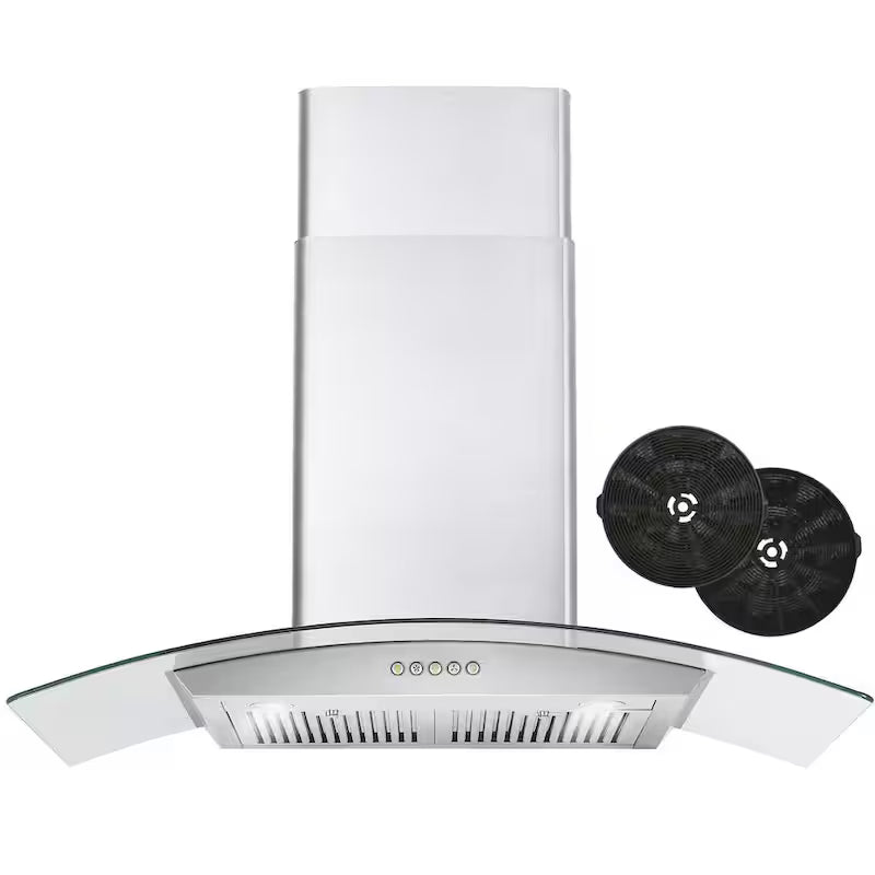 36 in. Stainless Steel Ductless Wall Mount Range Hood with Carbon Filter J245