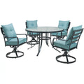 5-Piece Outdoor Dining Set with 4 Swivel Rocker Chairs and Glass-Top Table X82265