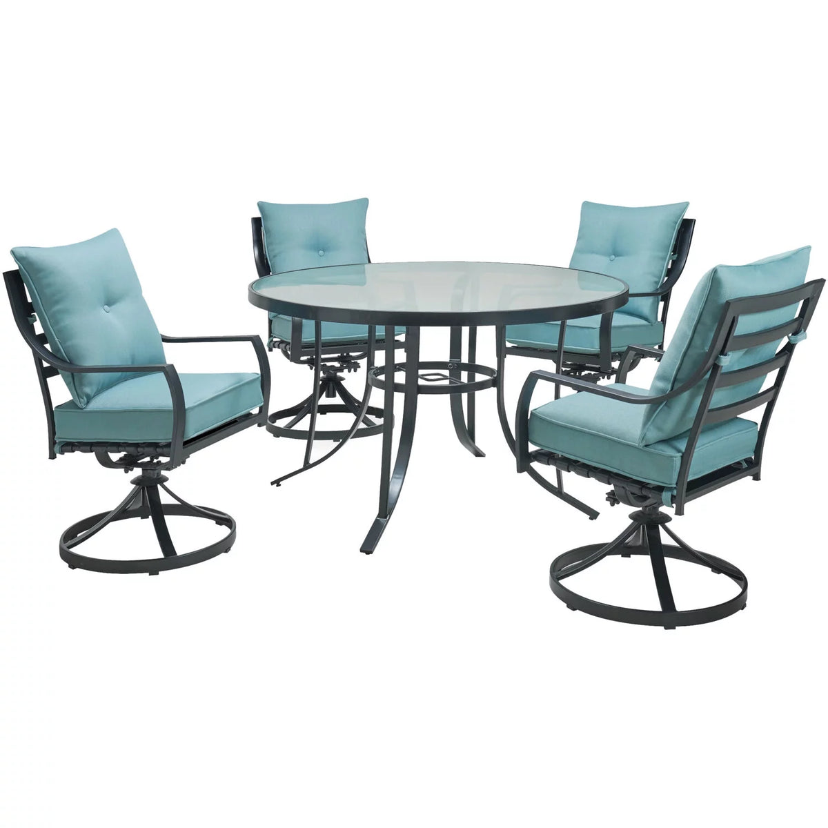 5-Piece Outdoor Dining Set with 4 Swivel Rocker Chairs and Glass-Top Table X82265