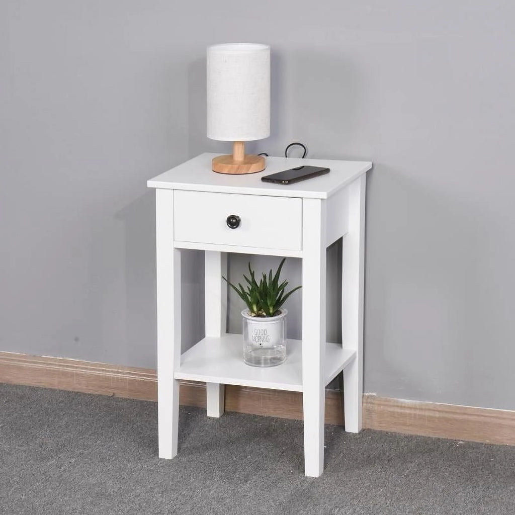 White Floor-standing Storage Table with Drawer I158835