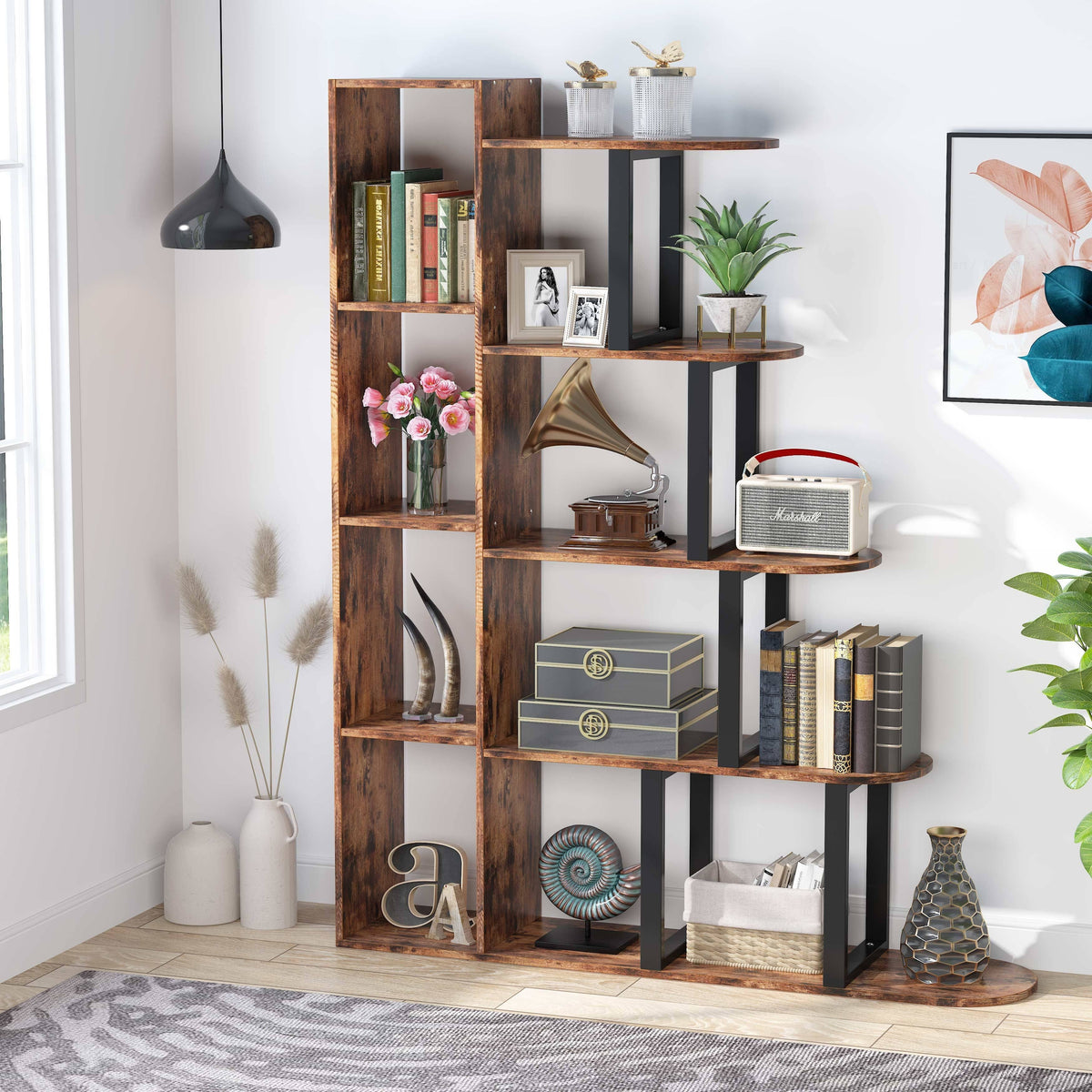 5-Tier Brown Black Bookcase R34199