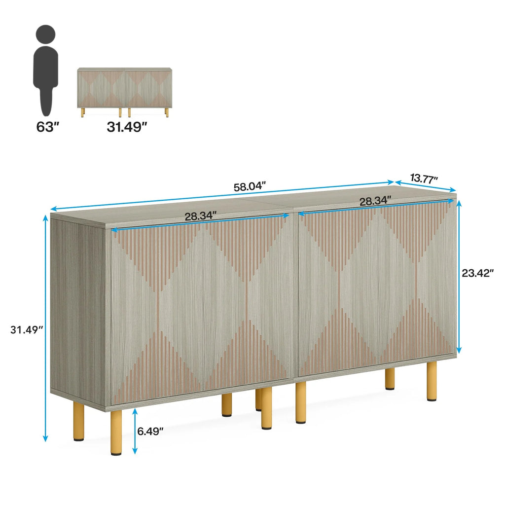 Grey Sideboard Buffet Cabinet with Doors O4898