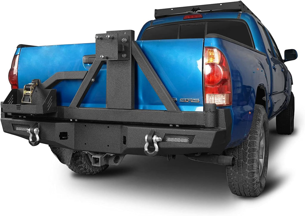 Front and Rear Bumper with Tire Carrier Textured Black Steel F79981