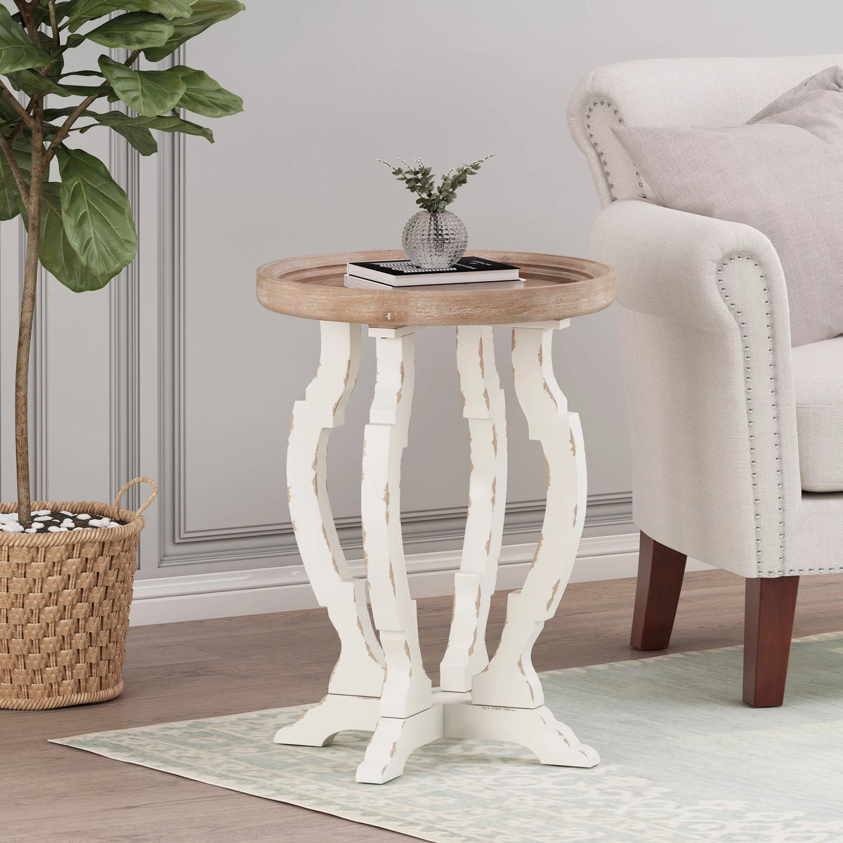 French Country Accent Table with Round Top C67402