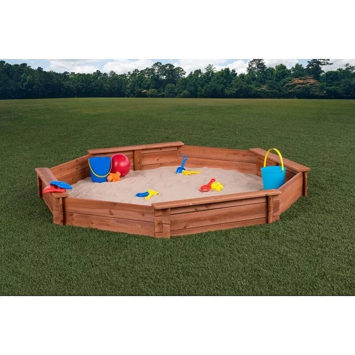 Wooden Cedar Sand Box with Seat Boards A663811