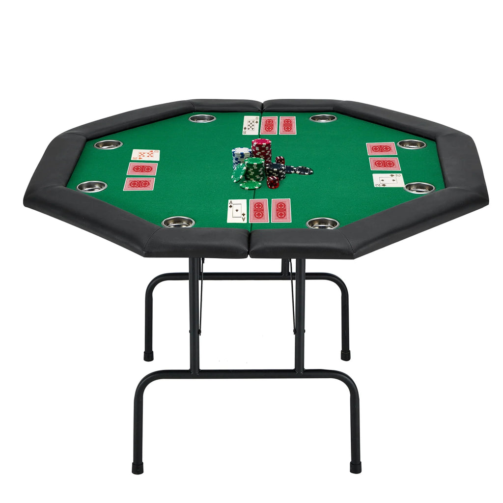 Poker Table with Cup Holder for 8 Players Green Felt Z70767