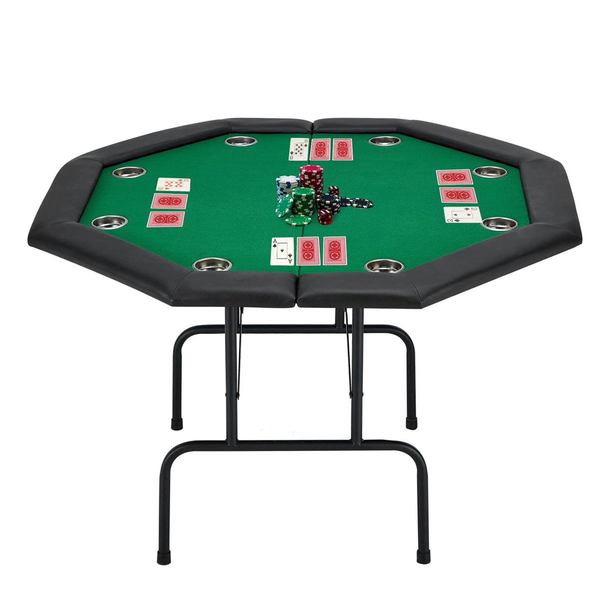Poker Table with Cup Holder for 8 Players Green Felt Z70767