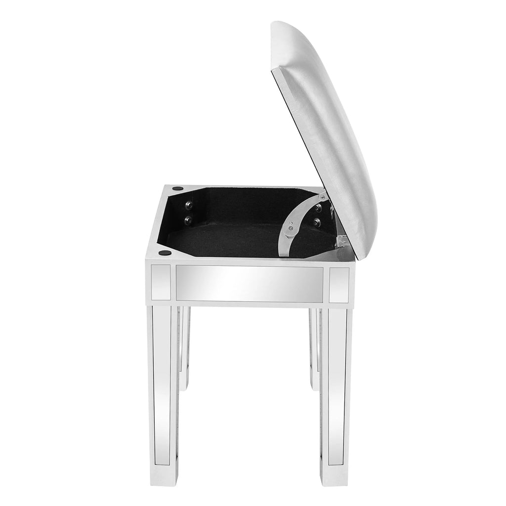 Silver Cushioned Vanity Stool A57605