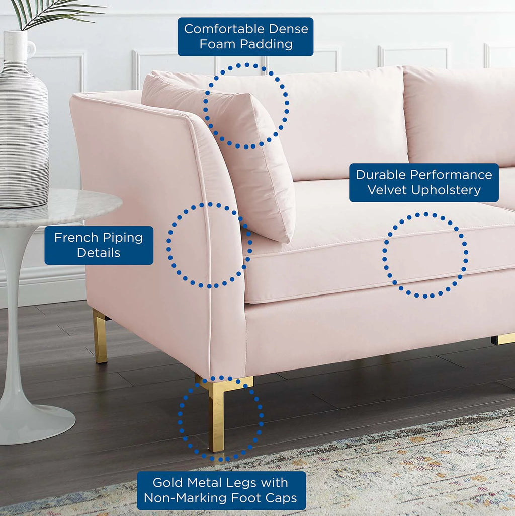 Pink Performance Velvet Sofa V7462