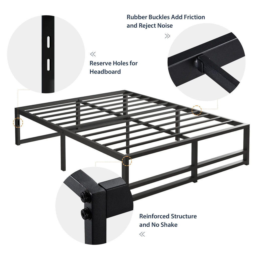 Queen Size Black Metal Bed Frame T71447