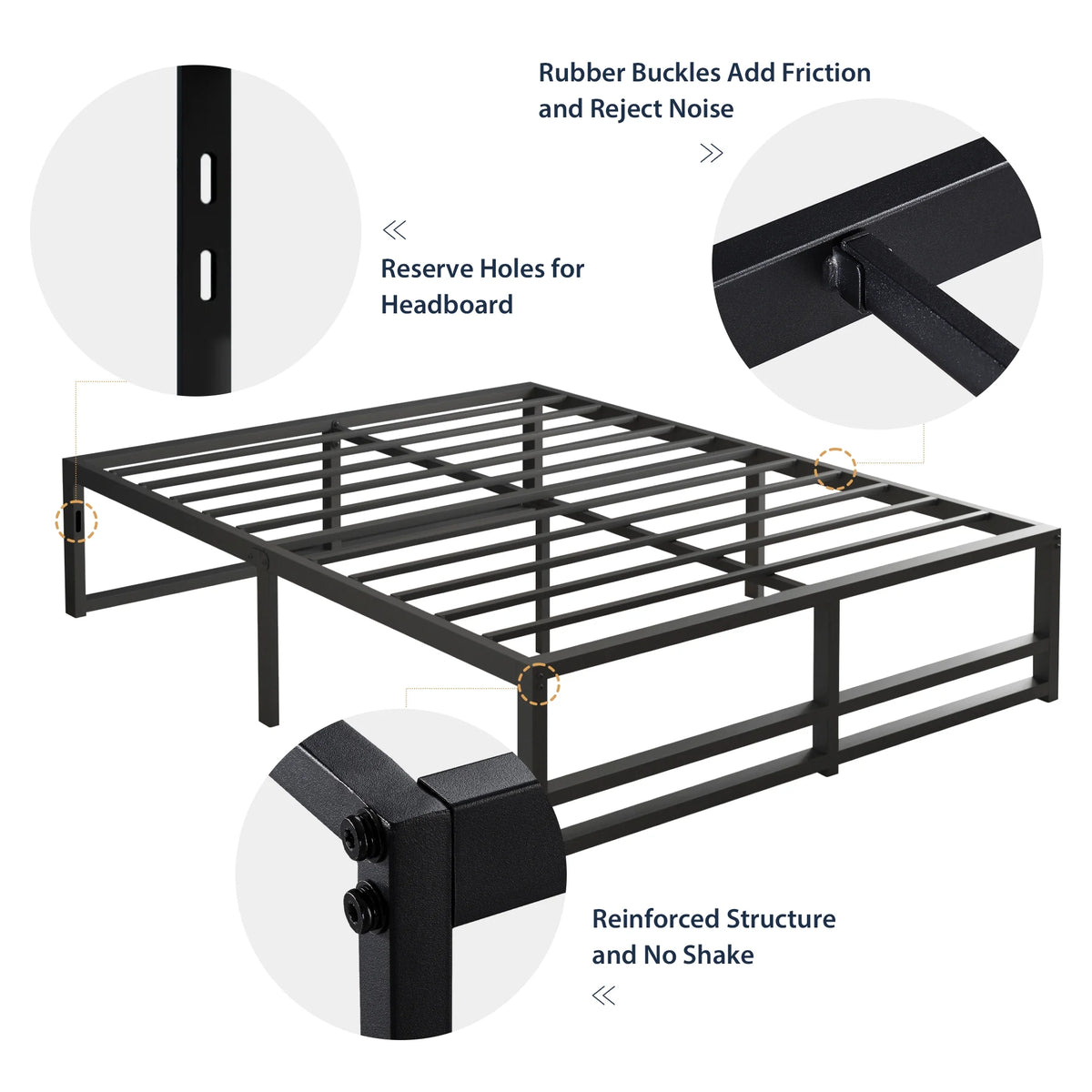 Queen Size Black Metal Bed Frame T71447