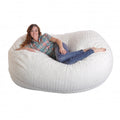 Soft White Fur Large Oval Microfiber Memory Foam Bean Bag Chair B35747