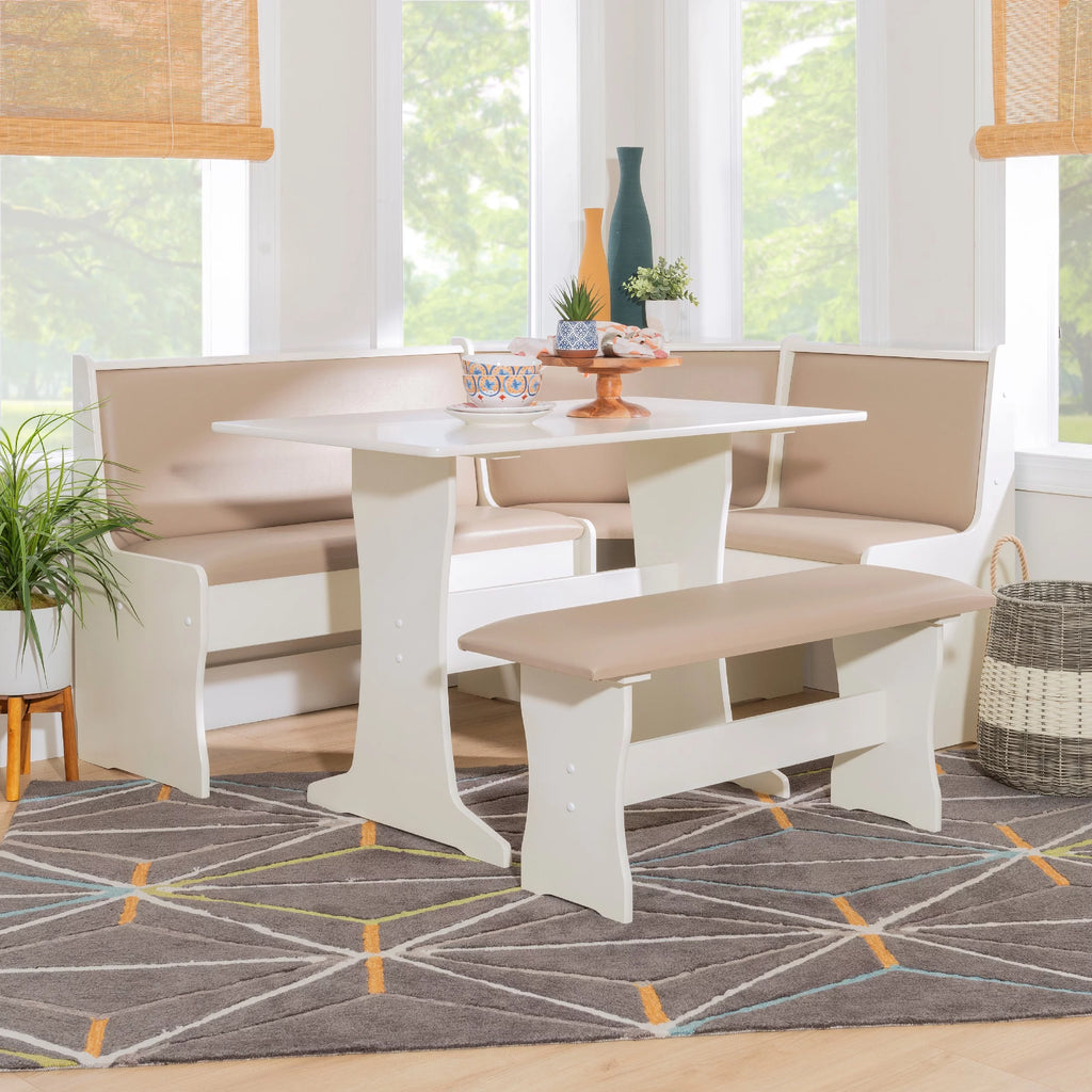 Tan Dining Table and Bench Set with Storage E15117