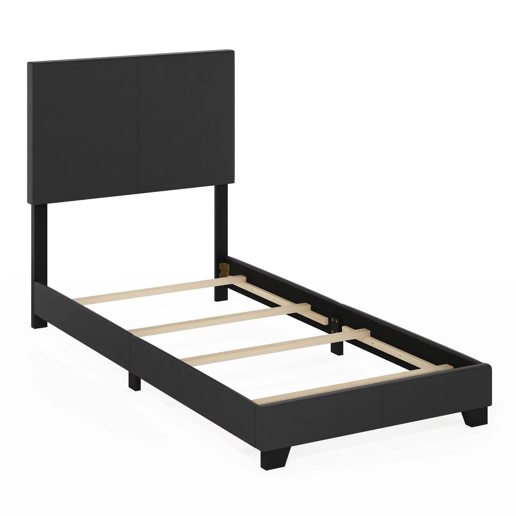 Black PU Leather Twin XL Upholstered Bed Frame M24118