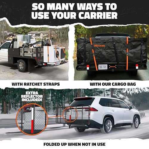 70"x30"x6" Folding Trailer Hitch Cargo Carrier Set with 40 Cu Ft Waterproof Storage Bag F714