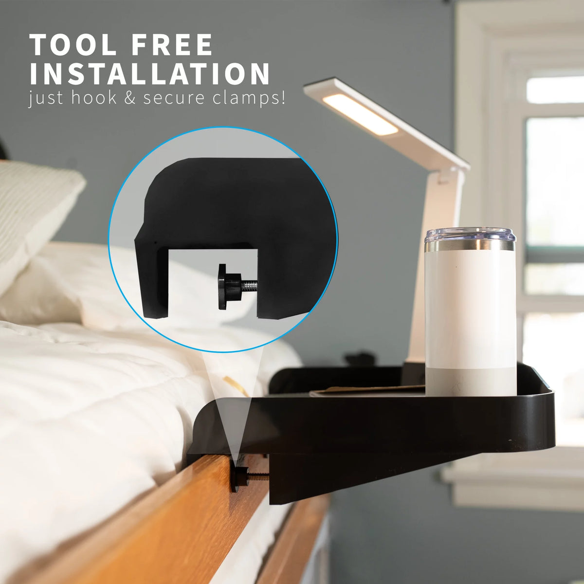 Black Bedside Nightstand Shelf V422