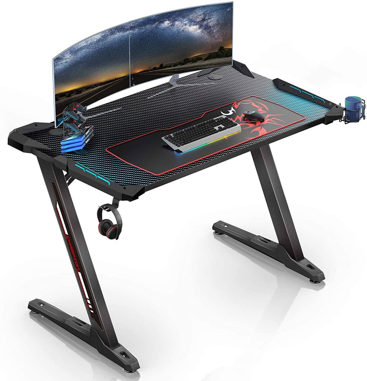 Black Ergonomic Computer Gaming Desk Y86594