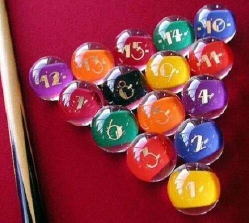 Clear-Rocco Style Billiard or Pool Set with 4.2oz 2.25x22 Diam Balls Q3889