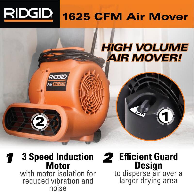 3-Speed Portable Blower Fan Air Mover with Collapsible Handle and Rear Wheels X80209
