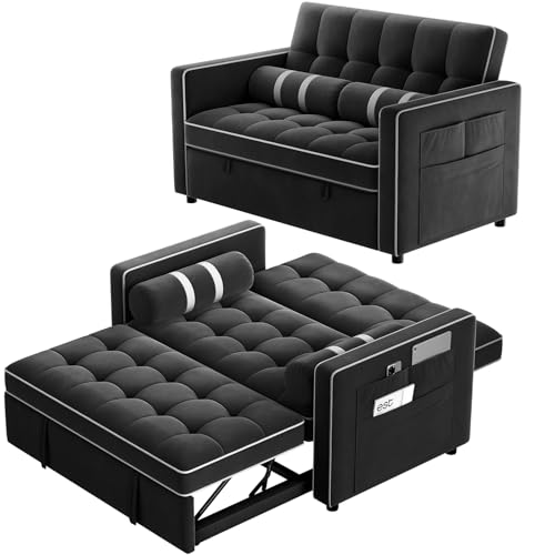 3 in 1 Convertible Sleeper Sofa Bed with USB Ports & Side Pockets U558794