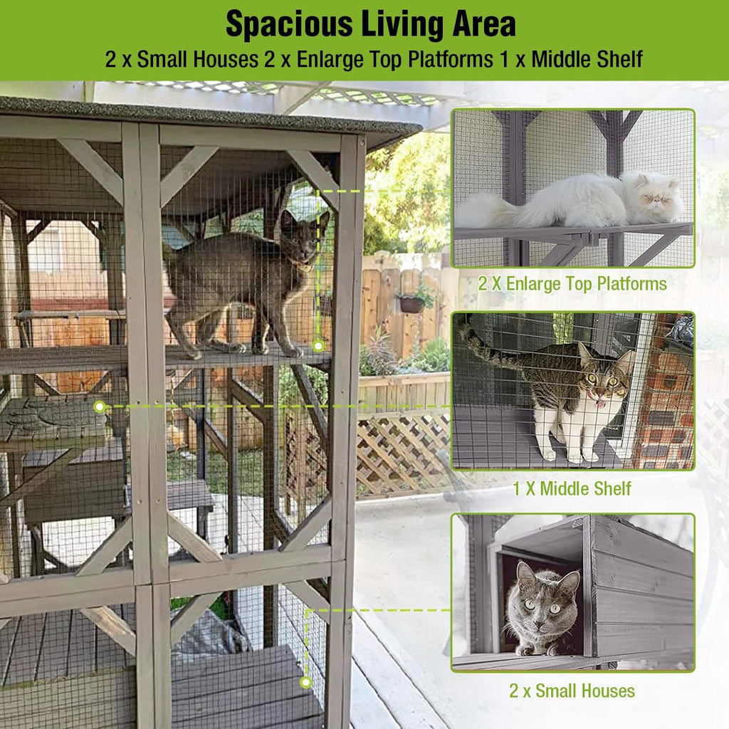 Large Outdoor Cat Enclosure with Door Platform I625034