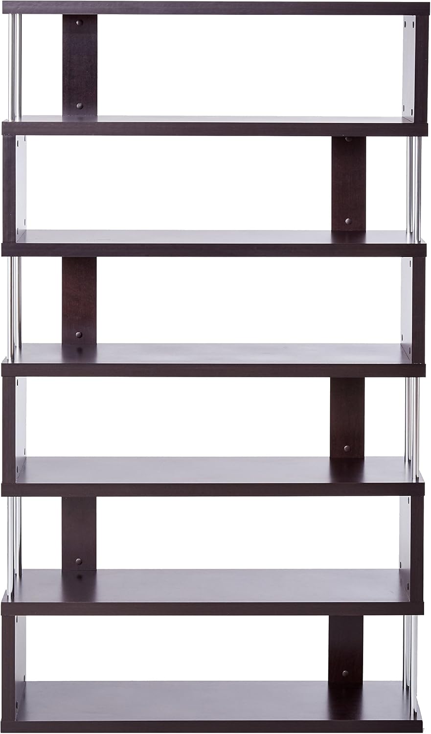 6-Shelf Dark Brown Bookcase K717