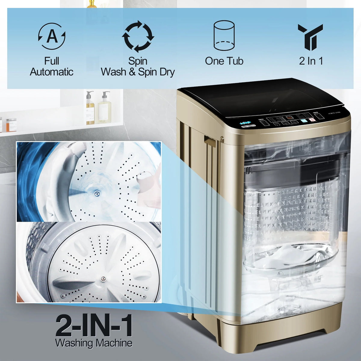 Portable 17.7 lbs Full Automatic Washing Machine R7077