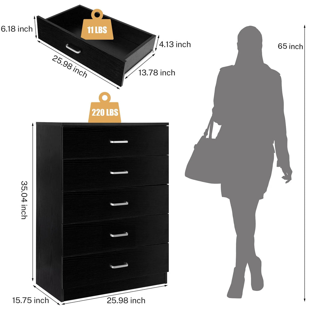 Black 5 Drawer Dresser N60360