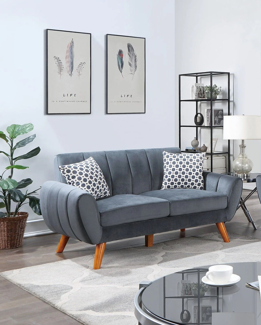 Velvet Sofa and Loveseat Set with Pillows M403