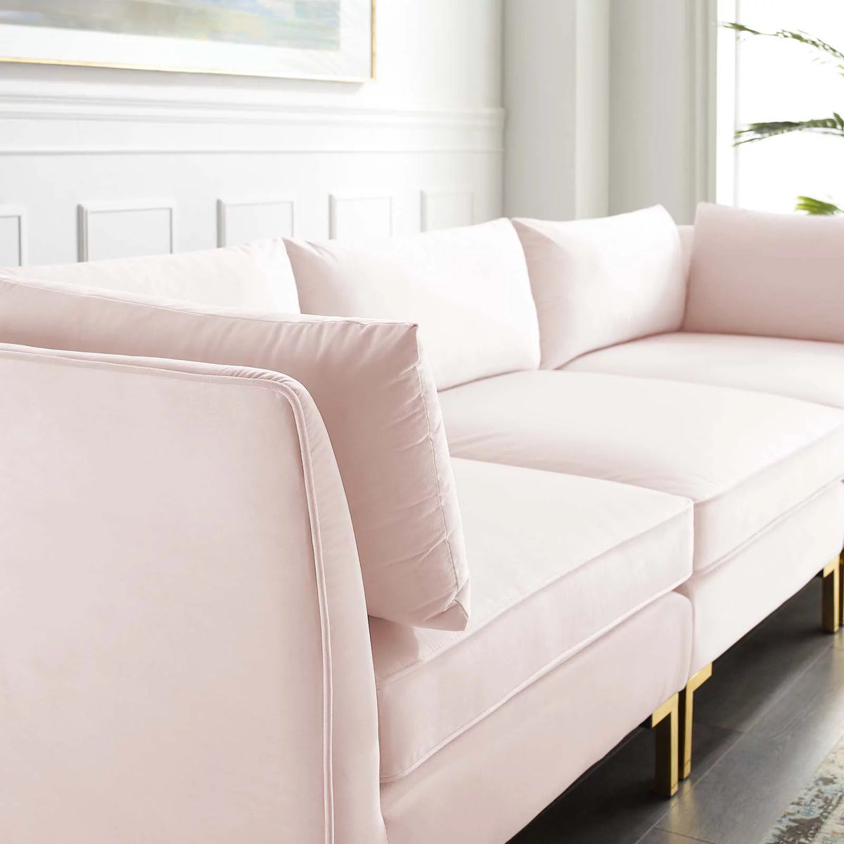 Pink Performance Velvet Sofa V7462
