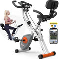 Upright Folding Magnetic Exercise Bike with Arm Resistance Bands Y46262