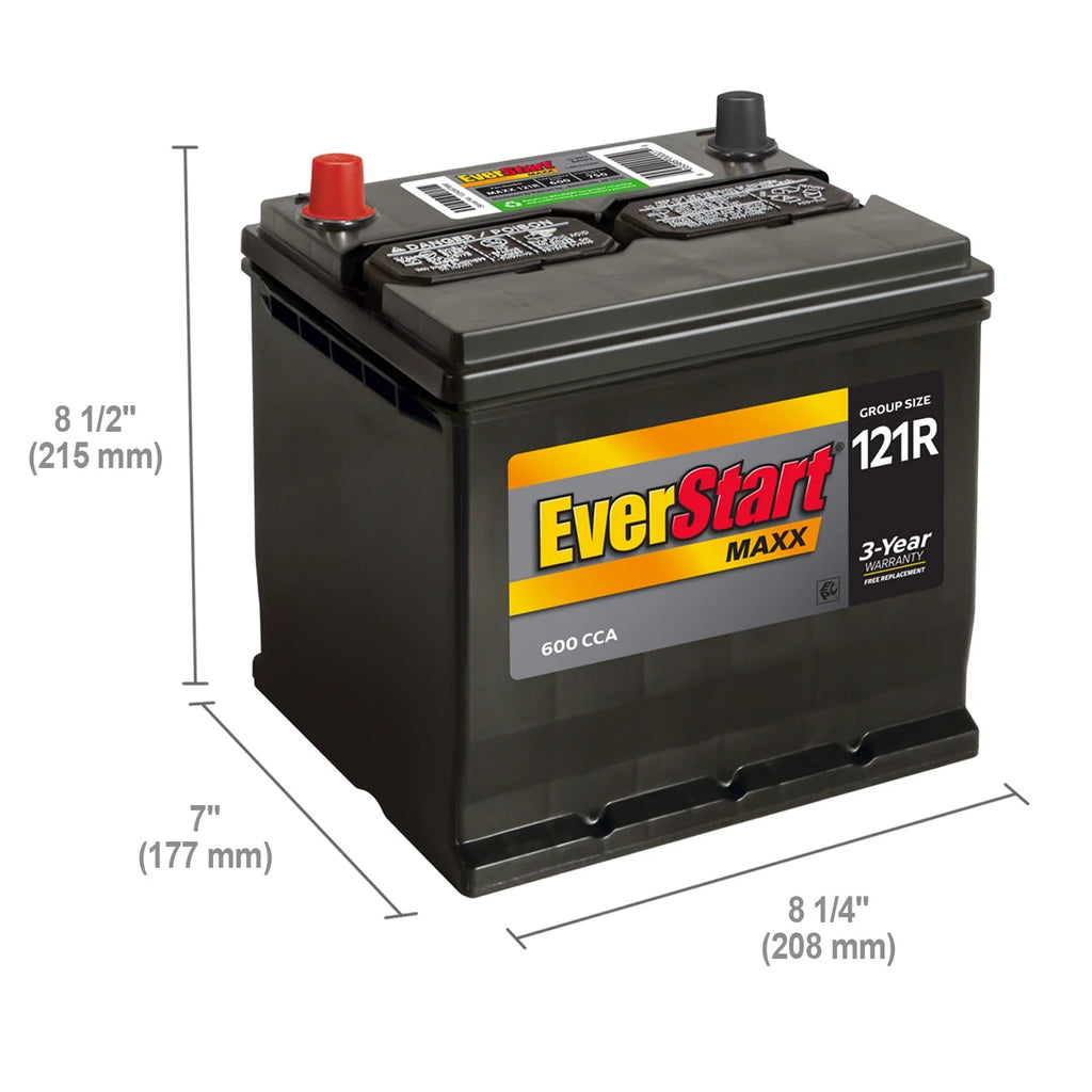 Lead Acid Automotive Battery, Group Size 121R 12 Volt, 600 CCA X4149