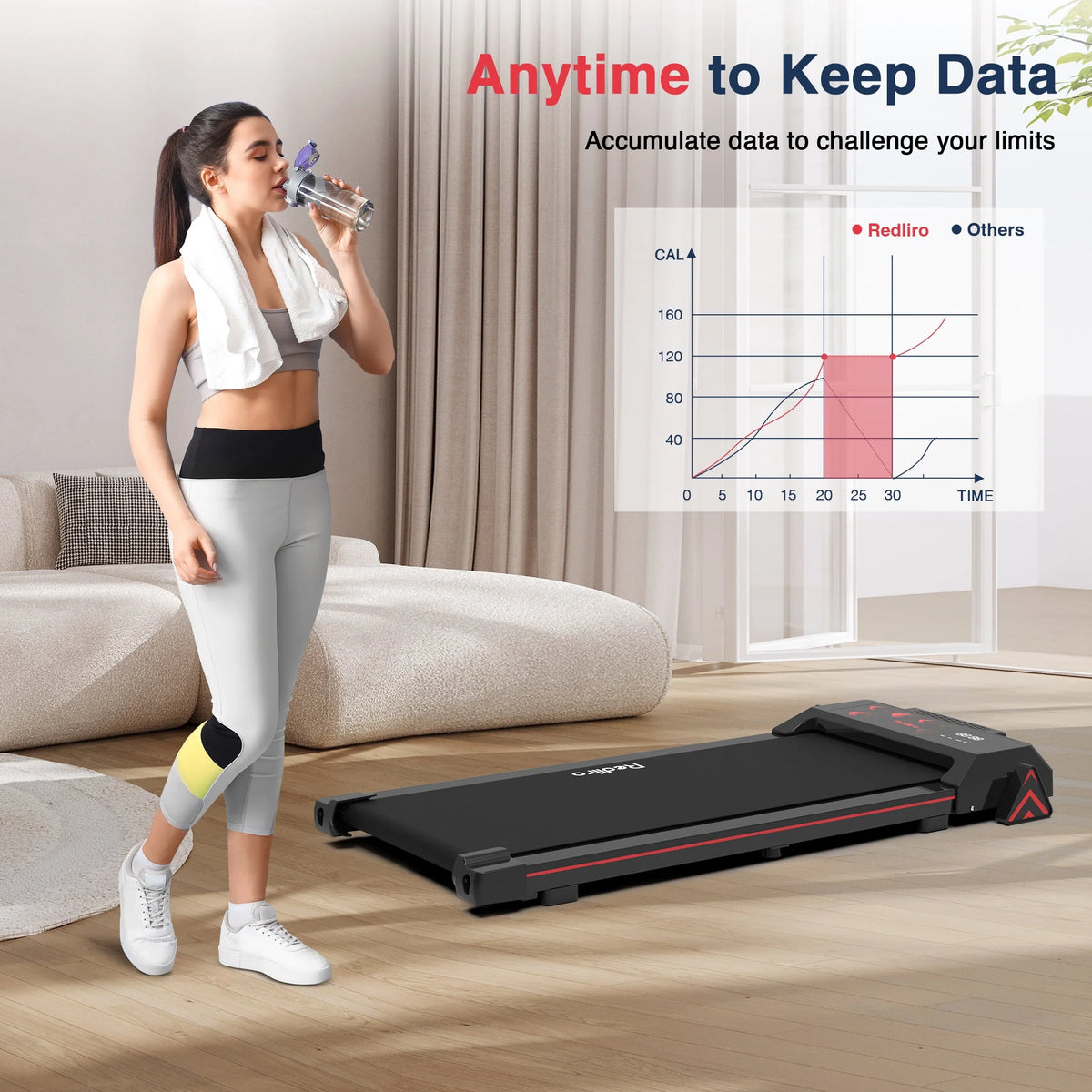 Black Incline Walking Pad Treadmill J701386
