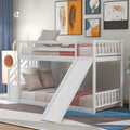 White Wood Bunk Bed with Stairs and Slide Z403718