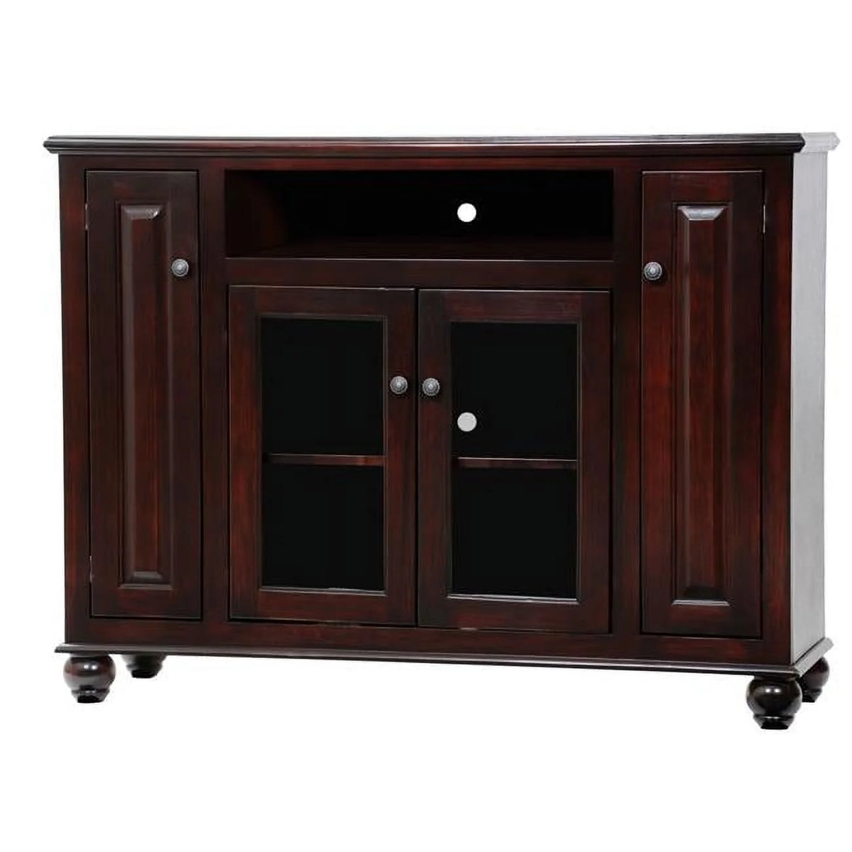 Tall Entertainment Console with 3 Fixed Wood Shelves D332401