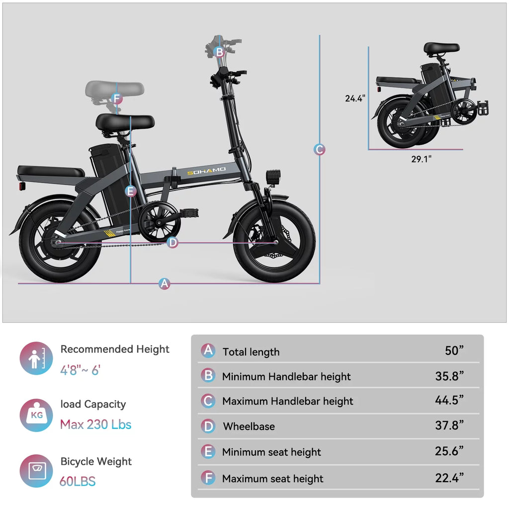 400W Folding Electric Bike with 48V 12Ah Removable Battery A420894