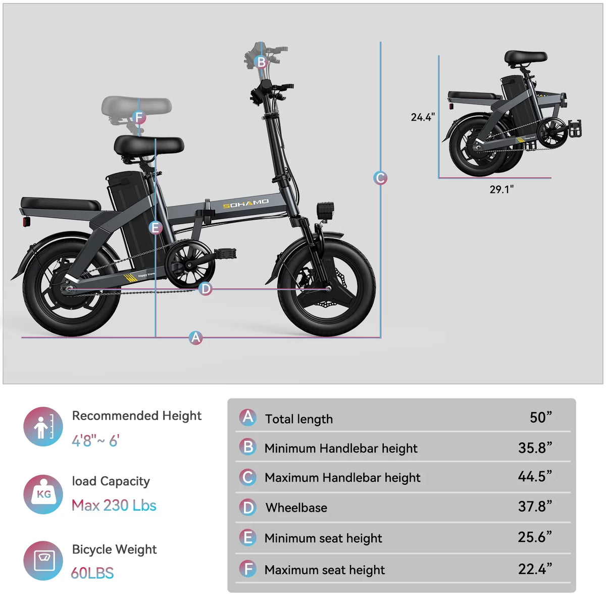 400W Folding Electric Bike with 48V 12Ah Removable Battery A420894