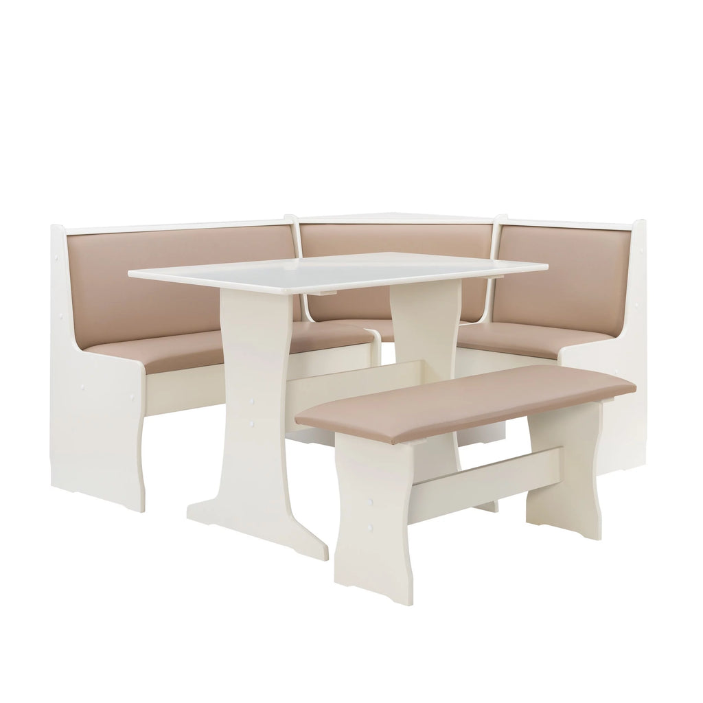 Tan Dining Table and Bench Set with Storage E15117