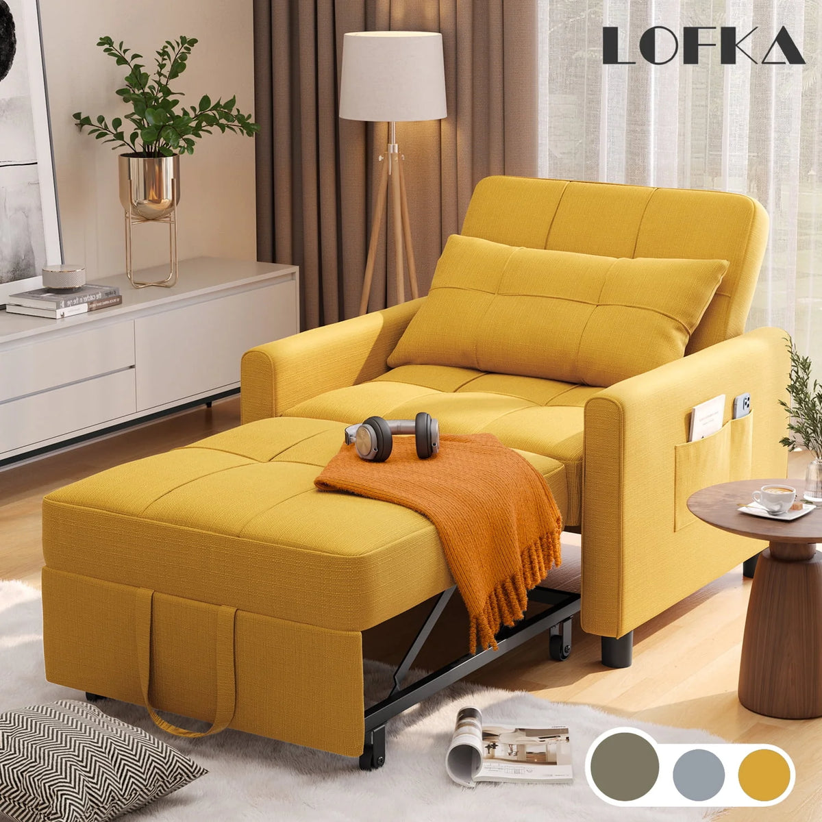 Gray Convertible Sofa Bed W31246