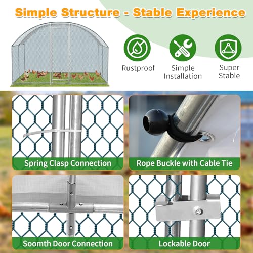 13×10FT Walk-in Galvanized Metal Chicken Coop with Waterproof Anti-UV Cover C50681