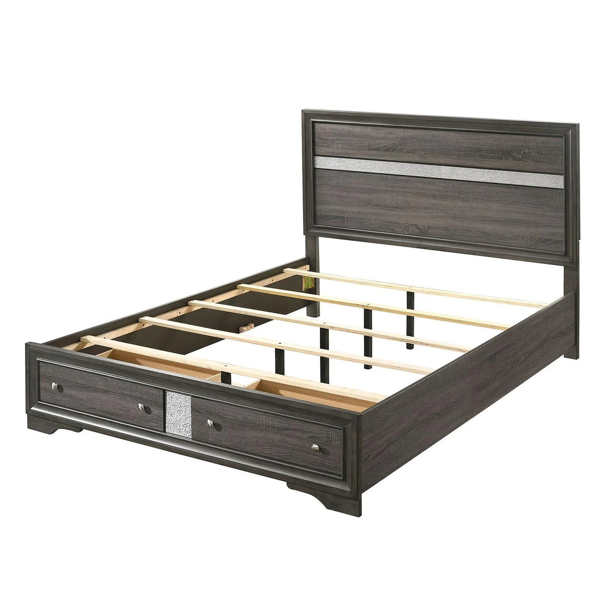 Contemporary Gray Solid Wood King Bedroom Set 5pcs G401664