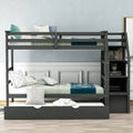 Twin-Over-Twin Bunk Bed with Trundle and Storage Stairs U4233