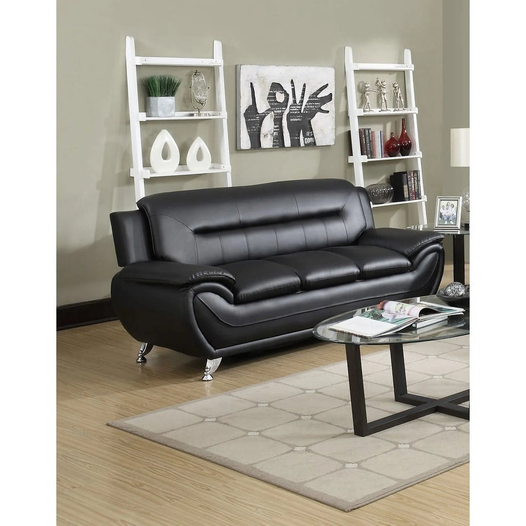 Grey Faux Leather Pillow Top Arm Sofa Z8185