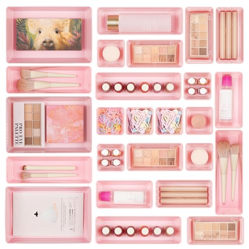 25 PCS Clear Plastic Drawer Organizers Set H269